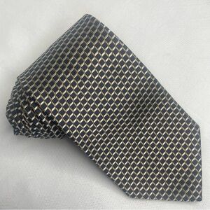 Brooks Brothers Makers Pure Silk Necktie Navy Gold Cubes Thick Prep Textured Tie